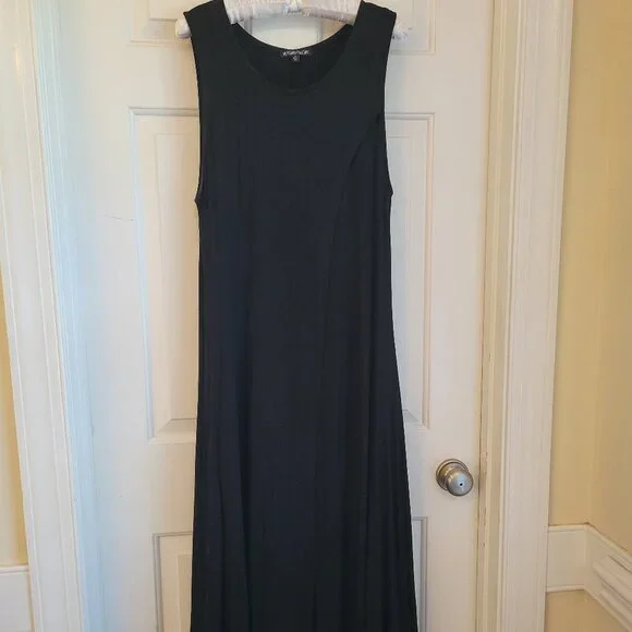 Pyramid collection 1x black sleeveless wrap style dress w asymmetrical hem/liner - Picture 5 of 8
